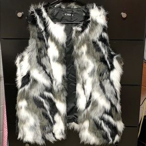 Oversized faux fur vest